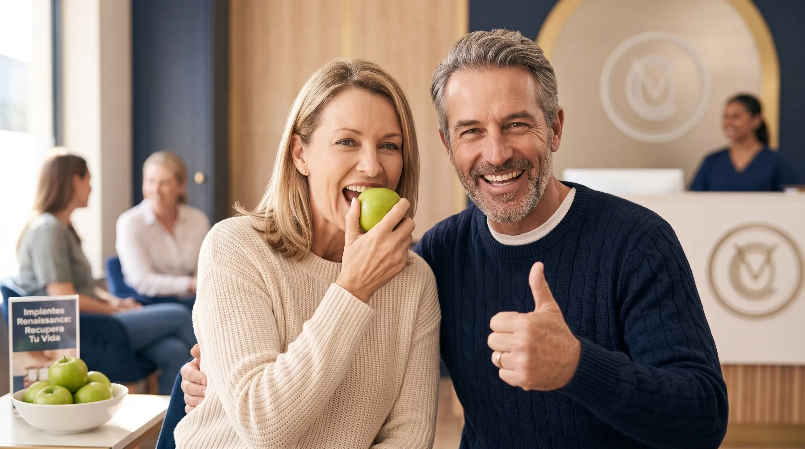 Happy couple enjoying life after dental implants